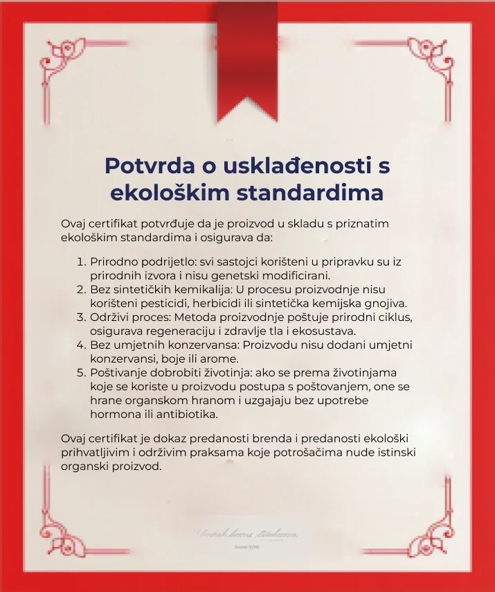 certifikat sukladnosti s organskim standardima